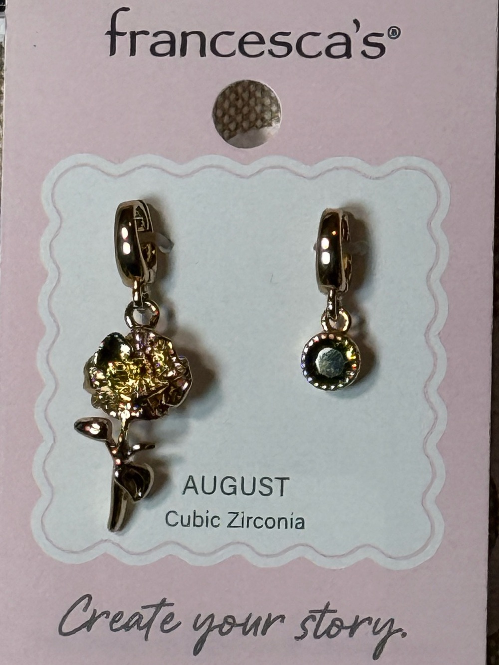 Francesca's Collections Goldtone August Birthstone & Flower Charm Set
